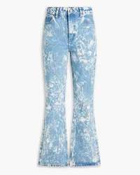 Ganni Betzy cropped printed high-rise flared jeans - Blue Blue