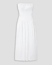 TOVE Lauryn strapless gathered cotton-blend midi dress - White White