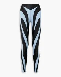 Thierry Mugler Spiral paneled stretch-jersey leggings - Blue Blue