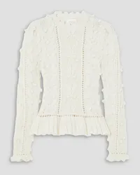 DÔEN Clove pointelle-knit alpaca-blend peplum sweater - White White