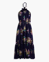 Zimmermann Floral-print silk-crepe de chine halterneck midi dress - Blue Blue