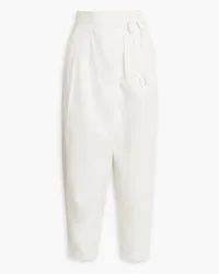 Joie Wilmont cropped pleated cotton and linen-blend tapered pants - White White