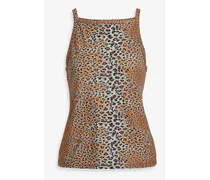 Sidney leopard-print cotton-jersey tank - Brown