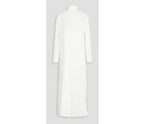 Ribbed-knit turtleneck midi dress - White