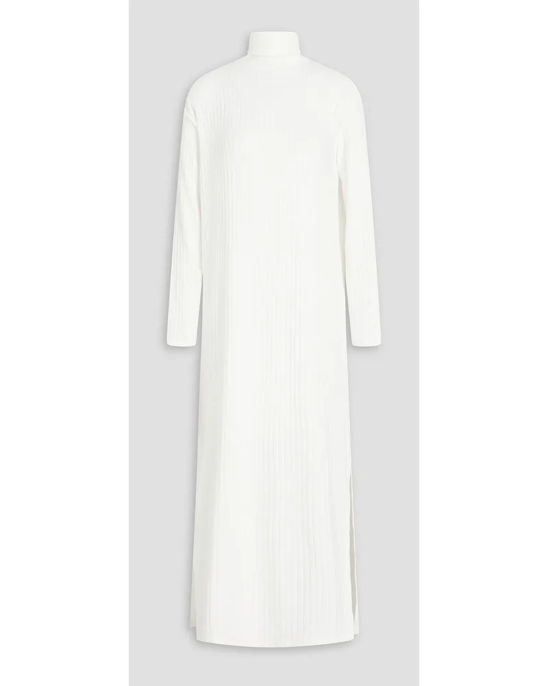Enza Costa Ribbed-knit turtleneck midi dress - White White