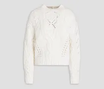 Bauble cable-knit merino wool and cashmere-blend sweater - White