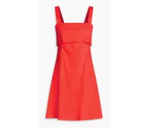 Draped linen-blend mini dress - Red