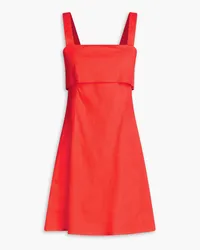 Theory Draped linen-blend mini dress - Red Red