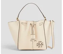Mcgraw Dragonfly smooth and pebbled-leather bucket bag - White