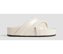 Vesta printed faux leather platform sandals - White