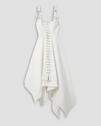 Monse Asymmetric lace-up cotton-blend twill maxi dress - White White