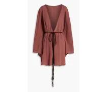 Macanche belted cotton-gauze playsuit - Brown