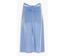 Abella cutout metallic stretch-jersey midi skirt - Blue