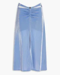 ROTATE Birger Christensen Abella cutout metallic stretch-jersey midi skirt - Blue Blue