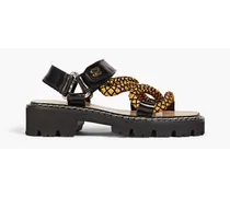 Reniss metallic braided cord and leather slingback sandals - Black