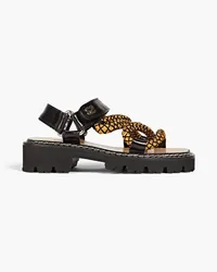 Sandro Metallic braided cord and leather slingback sandals - Black Black