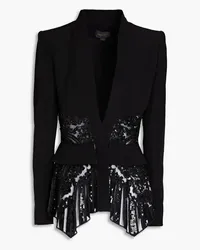 Zuhair Murad Embellished tulle-paneled crepe jacket - Black Black