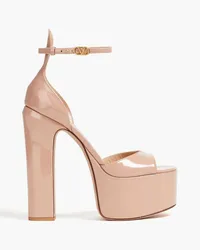 Valentino Garavani VLOGO patent-leather platform sandals - Neutral Neutral