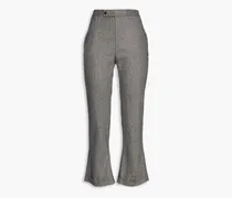 Herringbone wool and cashmere-blend bootcut pants - Black