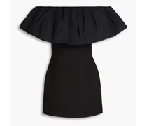 Cecily off-the-shoulder taffeta and cloqué mini dress - Black