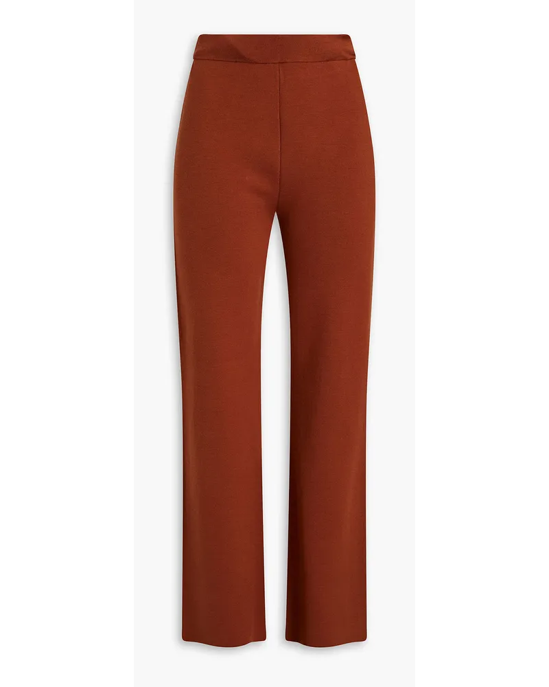 Silk-blend flared pants - Brown