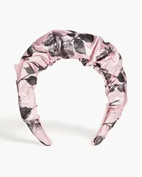 RED Valentino Gathered foral-print satin hairband - Pink Pink