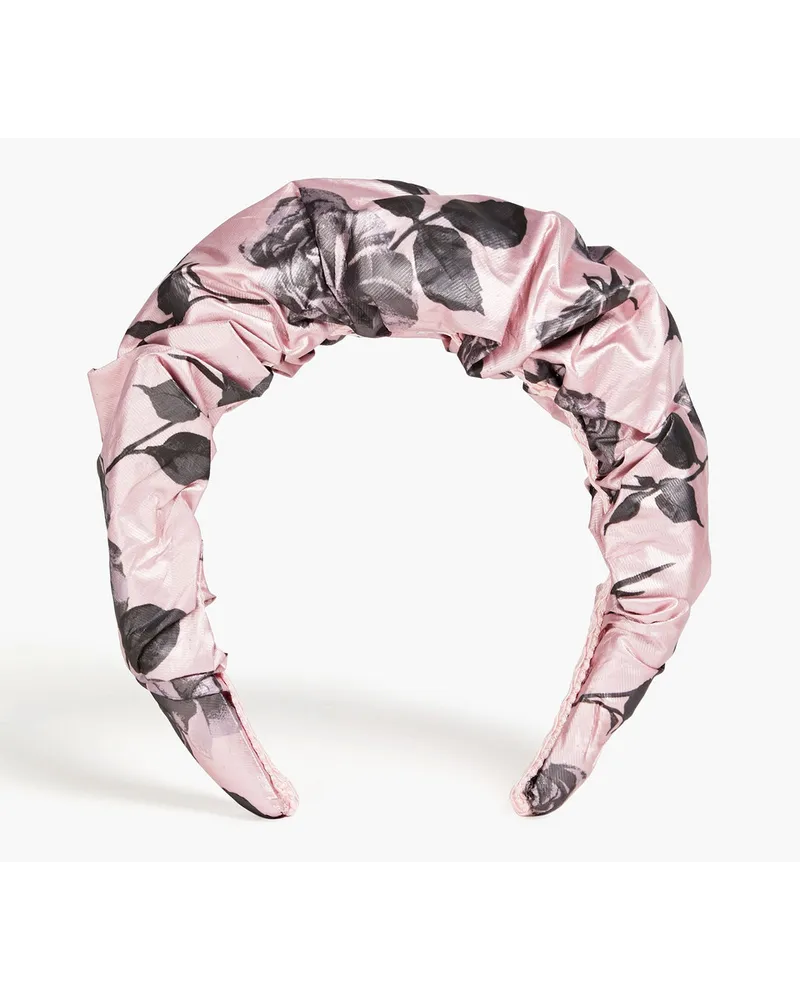 RED Valentino Gathered foral-print satin hairband - Pink Pink