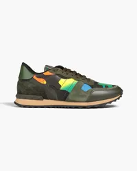 Valentino Garavani Rockrunner camouflage-print canvas, suede and leather sneakers - Multicolor Multicolor