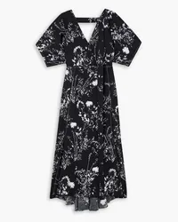 Victoria Beckham Floral-print crepon midi dress - Black Black