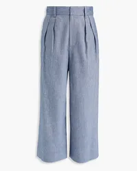 Alice + Olivia Alice Olivia - Cropped pleated denim wide-leg pants - Blue Blue