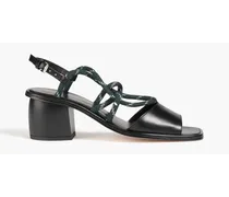 Raven leather and cord slingback sandals - Black