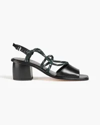 Paul Smith Raven leather and cord slingback sandals - Black Black