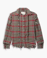 R13 Frayed checked cotton-flannel shirt - Gray Gray