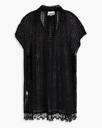 Ganni Fringed guipure lace kimono - Black Black