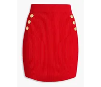 Balmain Ribbed-knit mini skirt - Red Red