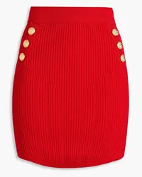 Balmain Ribbed-knit mini skirt - Red Red