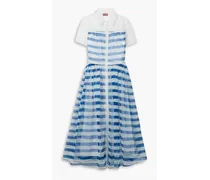 Guilia striped organza midi shirt dress - Blue