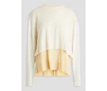 Layered two-tone wool sweater - White