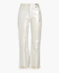 Jacquemus Articha cropped frayed metallic high-rise straight-leg jeans - Metallic Metallic