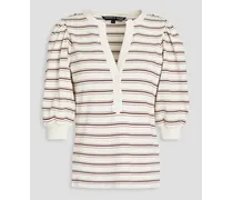 Striped ribbed stretch-Pima cotton jersey top - White