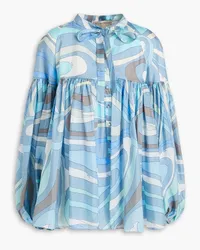 Emilio Pucci Printed silk-cady blouse - Blue Blue