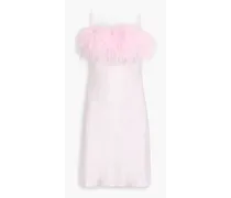 Boheme feather-trimmed satin mini slip dress - Pink