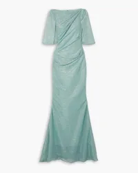 Talbot Runhof Draped metallic voile gown - Green Green