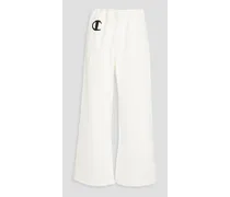 Printed French cotton-terry track pants - White