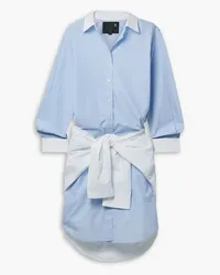 R13 Layered tie-front cotton-poplin midi shirt dress - Blue Blue