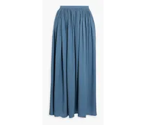 Gathered satin-jacquard midi skirt - Blue