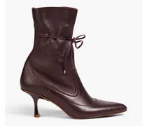 Tie-detailed leather ankle boots - Burgundy