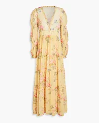 byTiMo Gathered floral-print crepon maxi dress - Yellow Yellow