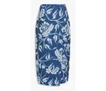 Sunja wrap-effect hemp midi skirt - Blue