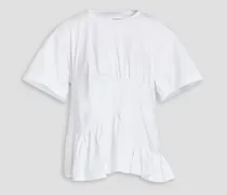 Gathered cotton-jersey T-shirt - White